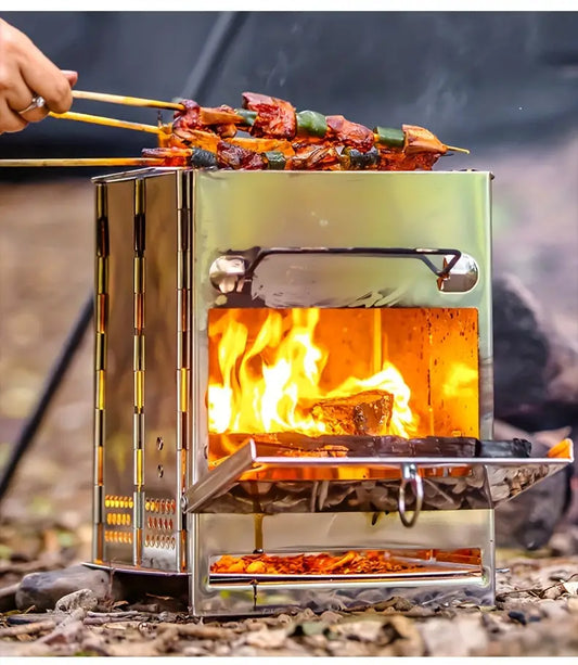 Zusammenklappbarer Edelstahl-Holzofen - Camping