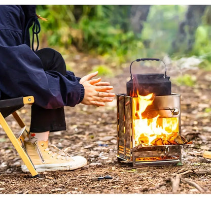 Zusammenklappbarer Edelstahl-Holzofen - Camping