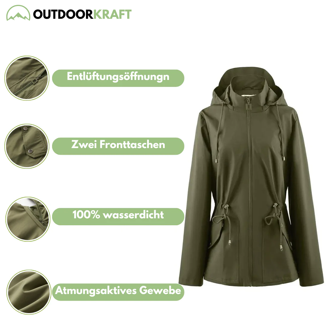 Regenjacke für Frauen - 100% Wasserdicht und Winddicht - Atmungsaktiv