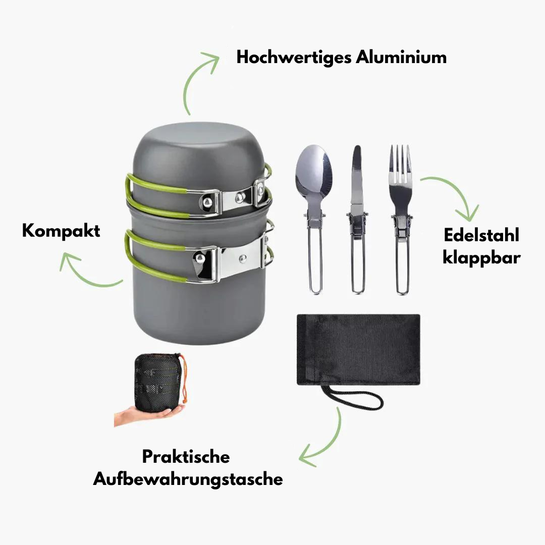 Aluminium-Kochgeschirr-Set - Faltbares Besteck - Camping-Set