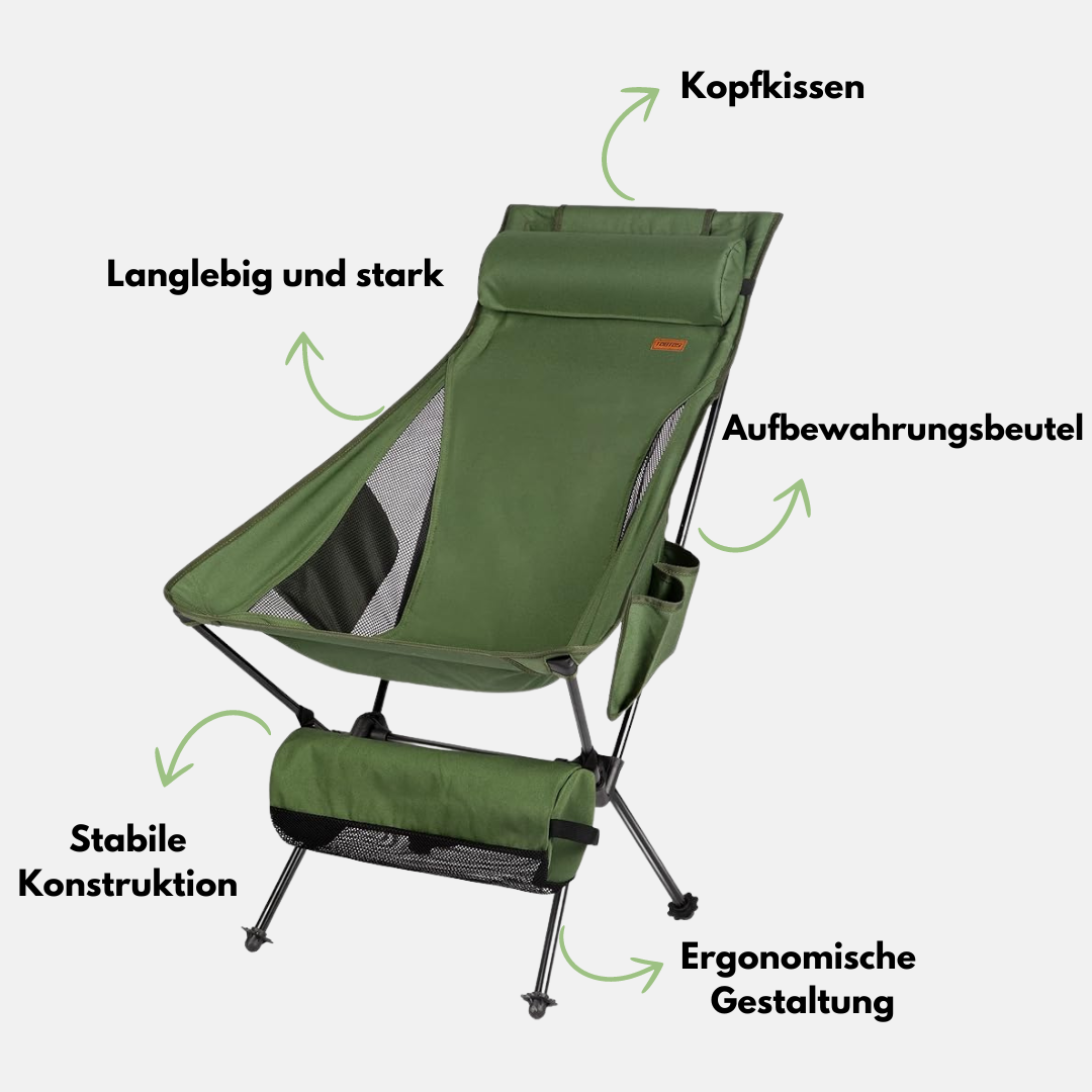 Outdoor Kraft - Faltbarer Luxus-Campingstuhl