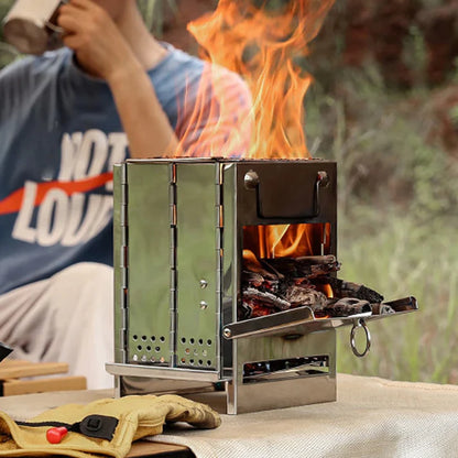 Zusammenklappbarer Edelstahl-Holzofen - Camping